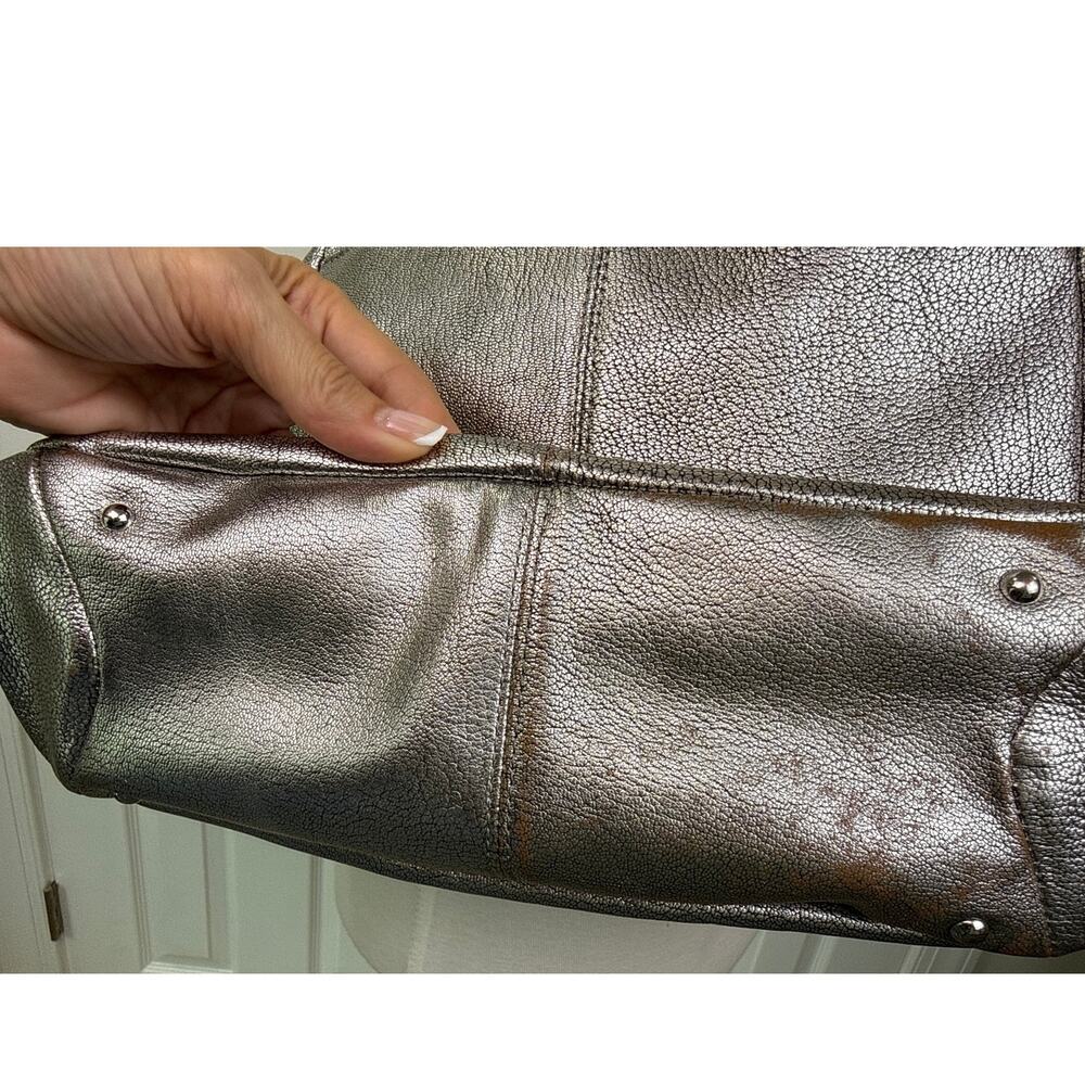 Aimee Kestenberg Fifth Avenue Pewter Pebbled Leather Convertible Shoulder Bag - Picture 8 of 12